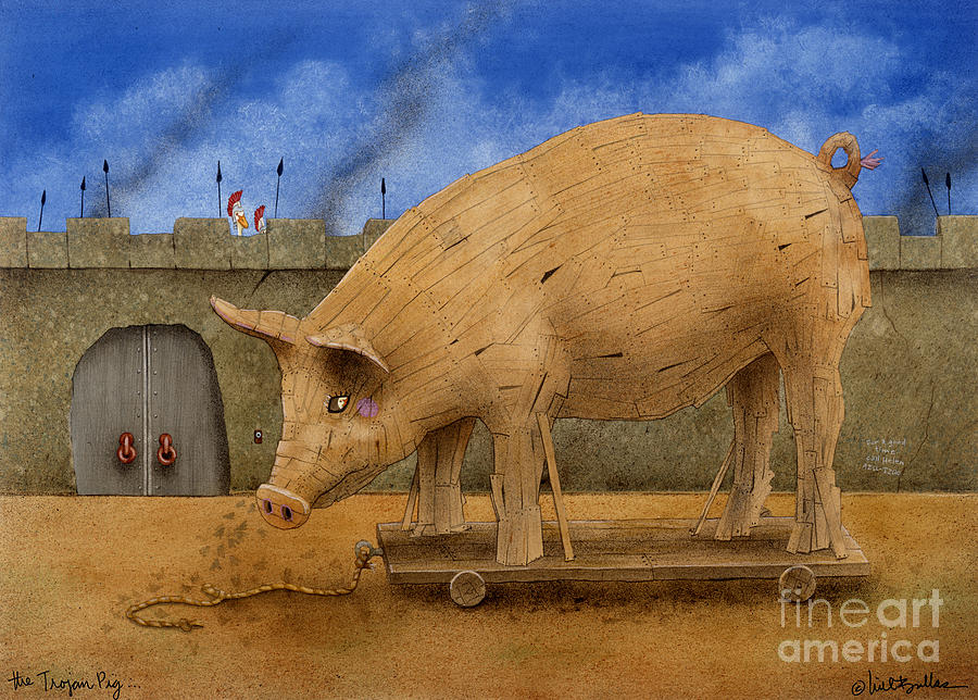 Pig Painting - The Trojan Pig... by Will Bullas