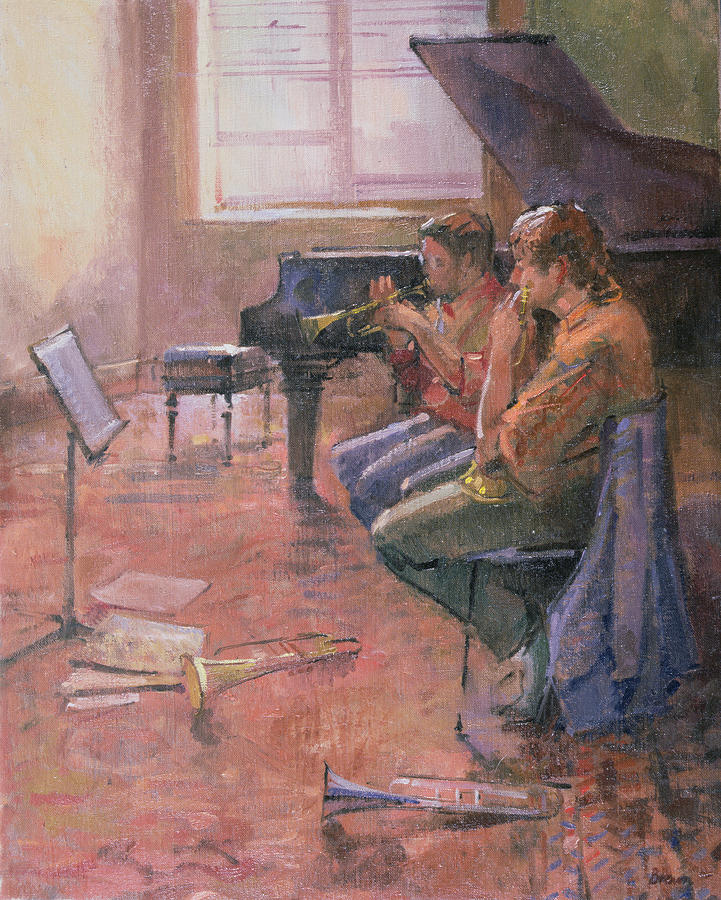 Musician Photograph - The Trumpet Lesson, 1998 Oil On Canvas by Bob Brown