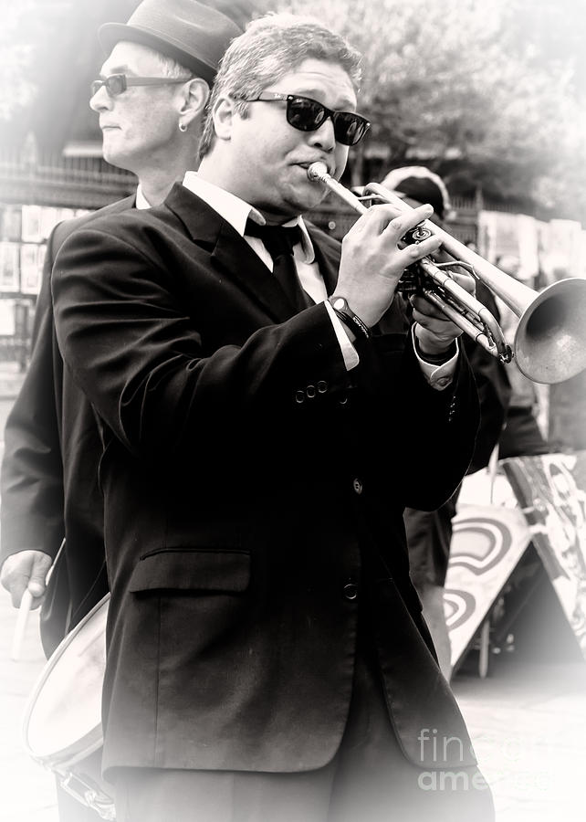 New Orleans Photograph - The Trumpet Player NOLA - Sepia by Kathleen K Parker