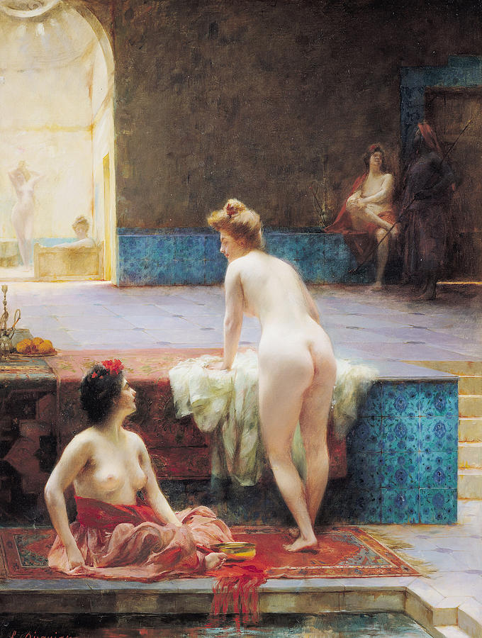 Nude Photograph - The Turkish Bath, 1896 Oil On Canvas by Serkis Diranian