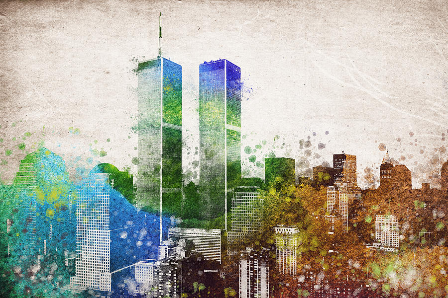 New York City Skyline Digital Art - The Twins by Aged Pixel