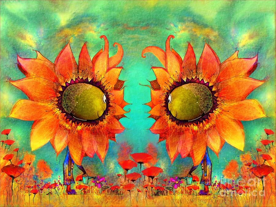 The Two Mrs. Mims Water Their Gardens Digital Art by Mary Eichert