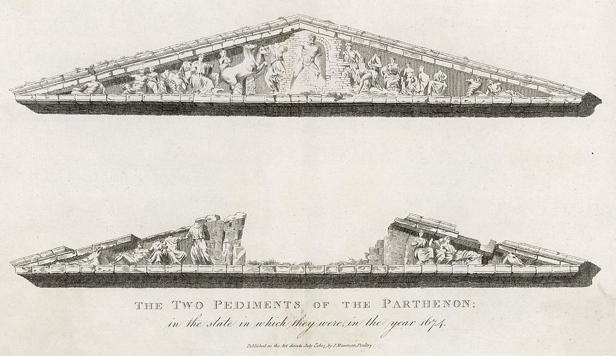 Parthenon Drawing - The Two Pediments Of The  Parthenon by Mary Evans Picture Library