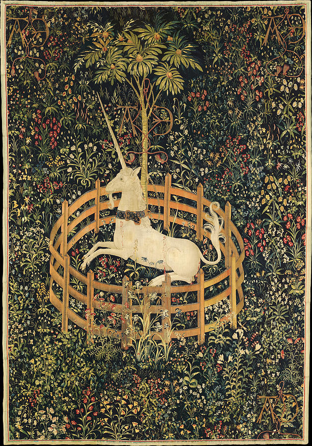 Unicorn Tapestry - Textile - The Unicorn in Captivity by Unknown