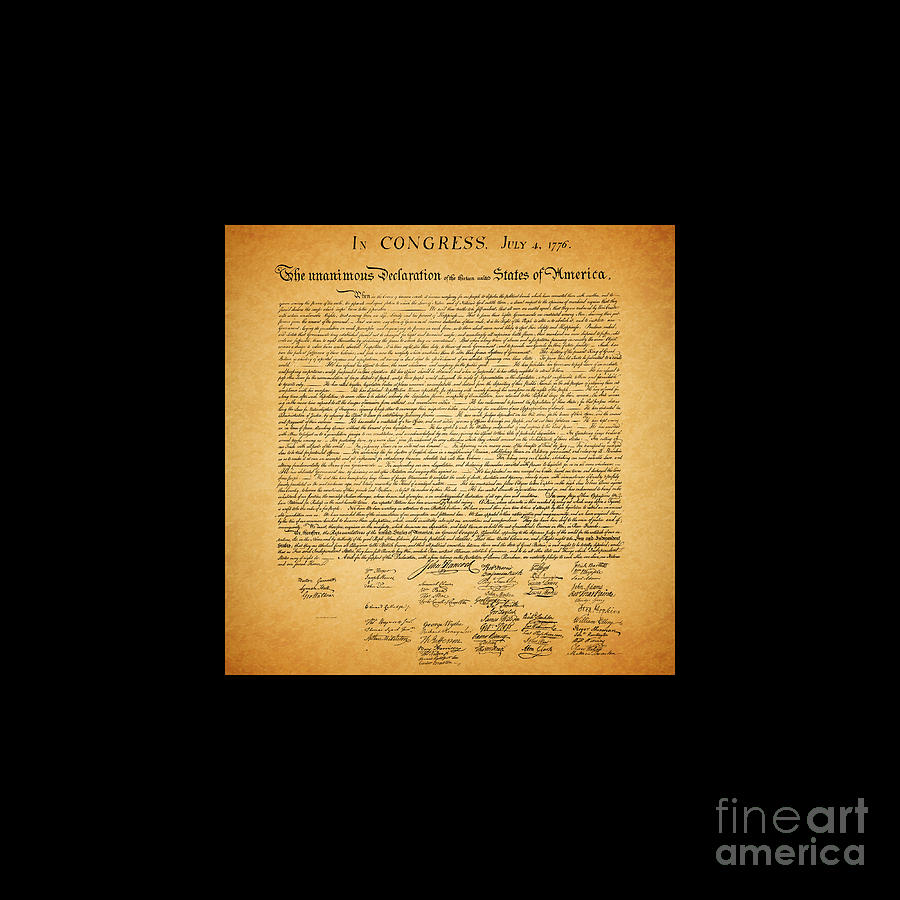 The United States Declaration of Independence - square black border Photograph by Wingsdomain Art and Photography