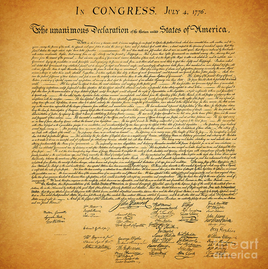 The United States Declaration of Independence - square Photograph by Wingsdomain Art and Photography