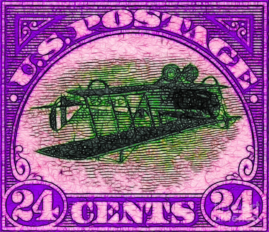 The Upside Down Biplane Stamp - 20130119 - v2 Photograph by Wingsdomain Art and Photography
