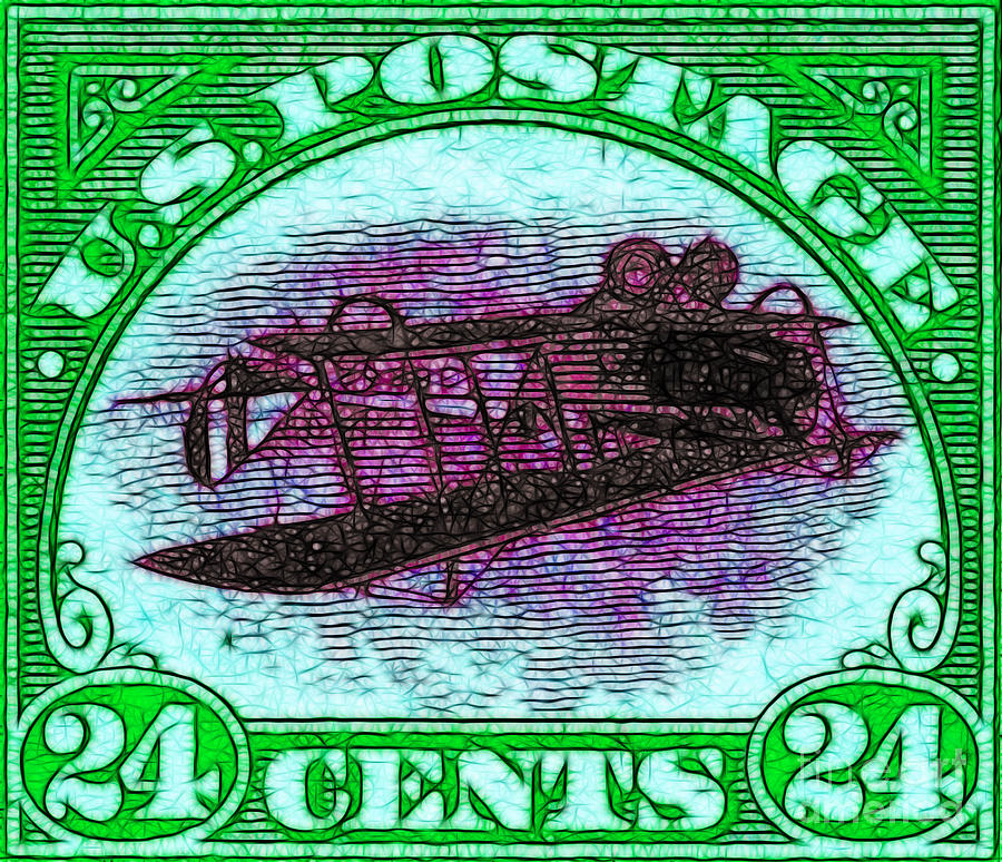 The Upside Down Biplane Stamp - 20130119 - v4 Photograph by Wingsdomain Art and Photography