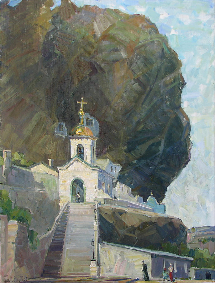 The Uspensky Cave Monastery in Bakhchisarai Painting by Juliya Zhukova