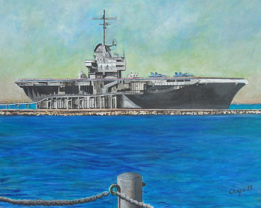 The USS Lexington - Corpus Christi Texas Painting by Manny Chapa