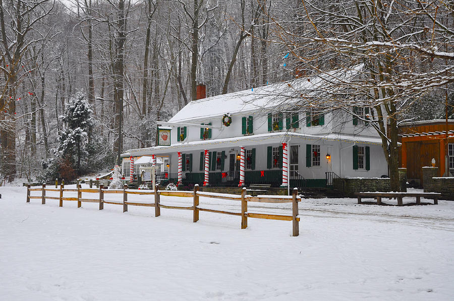 The Valley Green Inn in the Snow Photograph by Bill Cannon