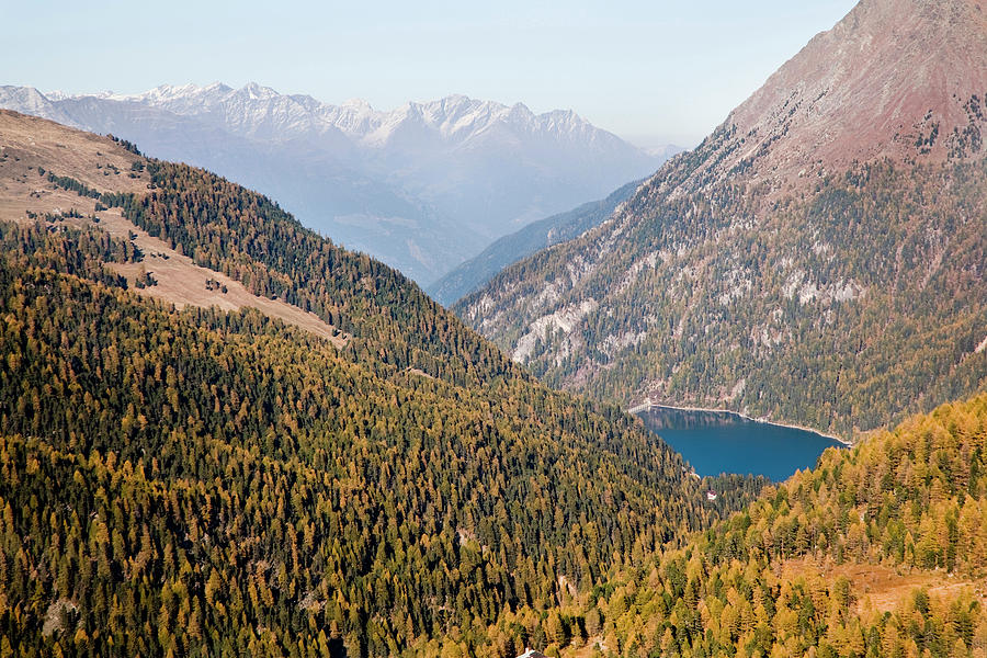 Fall Photograph - The Valley Martelltal With Lake by Martin Zwick