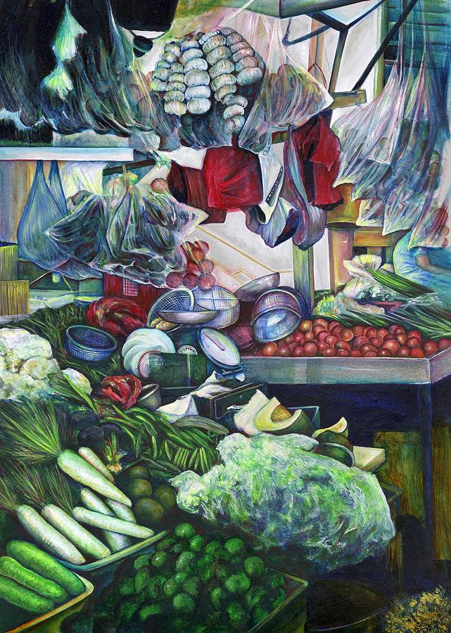 The Vegetarian Club Meets Here on Tuesdays Singapore Painting by Gaye Elise Beda
