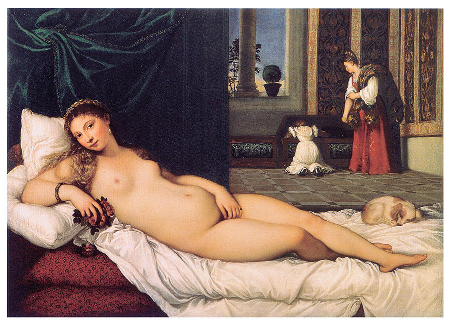 Titian Painting - The Venus of Urbino by Titian