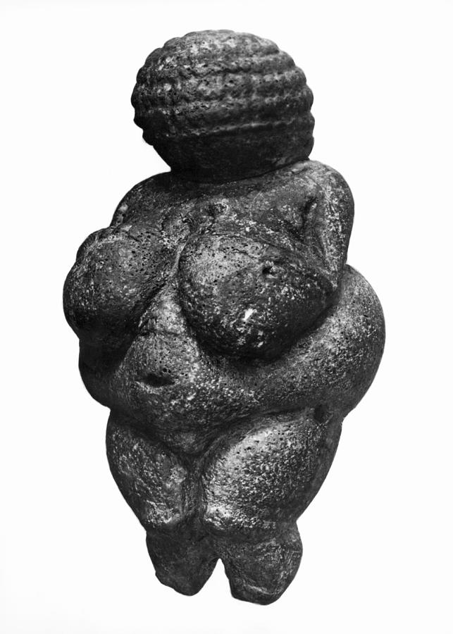 Nude Photograph - The Venus Of Willendorf, Side View Of Female Figurine, Gravettian Culture, Upper Paleolithic by Prehistoric