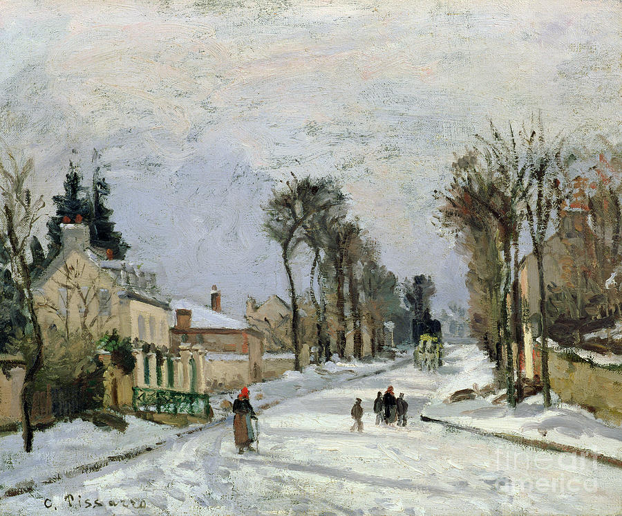 The Versailles Road at Louveciennes Painting by Camille Pissarro