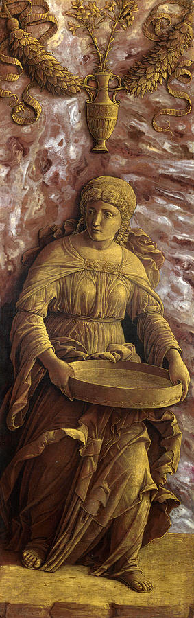 The Vestal Virgin Tuccia with a sieve Painting by Andrea Mantegna