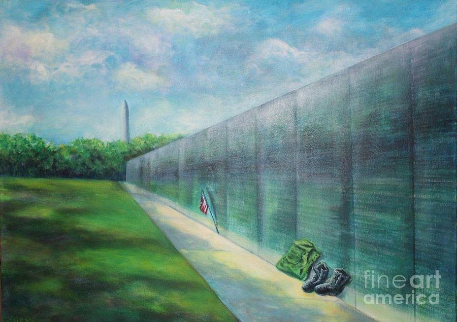 The Vietnam Wall and The Soldier Painting by Rand Burns