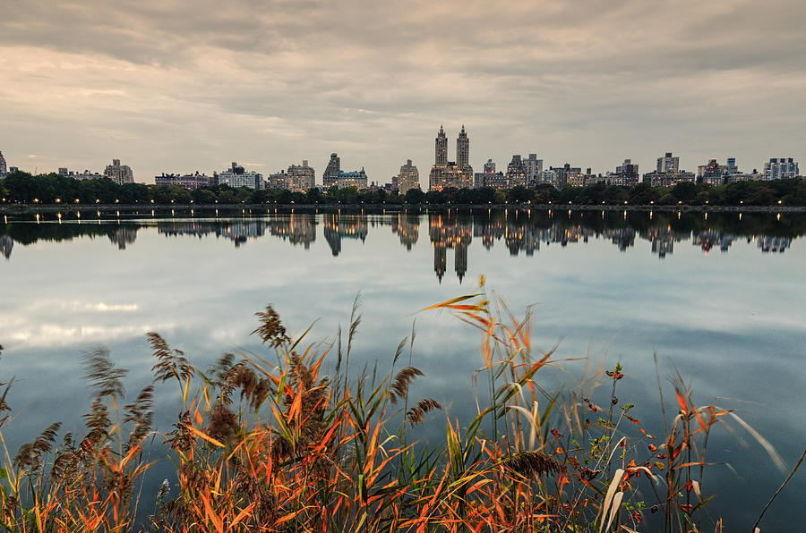 The View across JKO reservoir Central Park New York Photograph by Silvio Ligutti