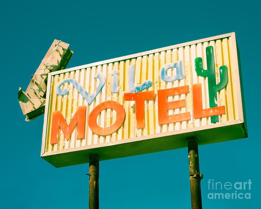 Typography Photograph - The Villa Motel by Sonja Quintero