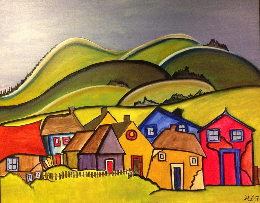 Abstract Painting - The village  by Heather Lovat-Fraser