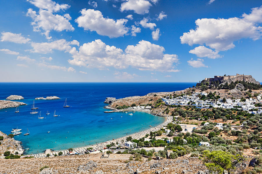 The village of Lindos in Rhodes - Greece Photograph by Constantinos Iliopoulos