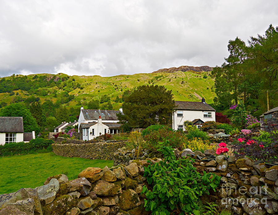 Landscape Photograph - The village of Rosthwaite with Watendlath Fell by Louise Heusinkveld