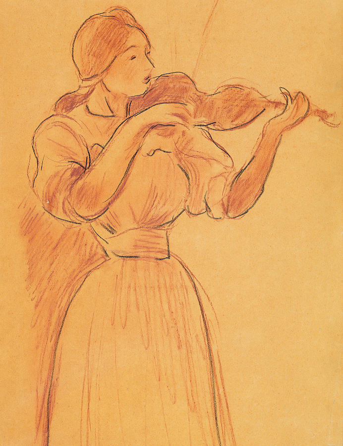 The Violin Drawing by Berthe Morisot