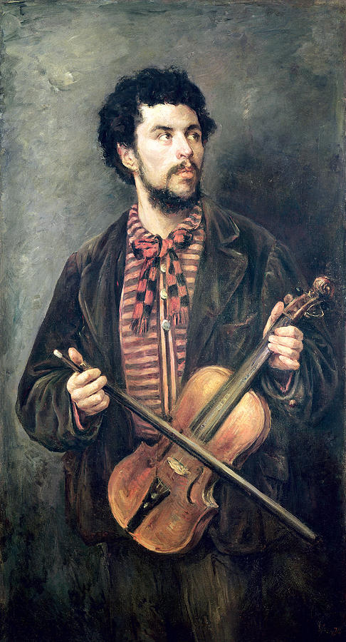 Music Photograph - The Violin Player Oil On Canvas by Marcellin Gilbert Desboutin