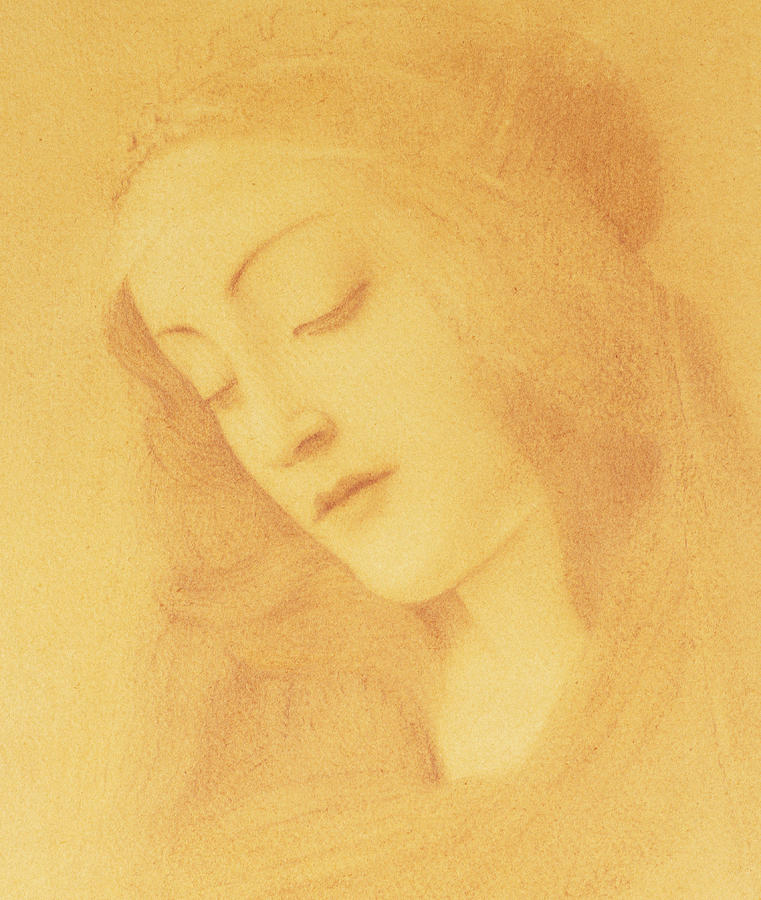 Madonna Drawing - The Virgin after Botticelli by Fernand Khnopff