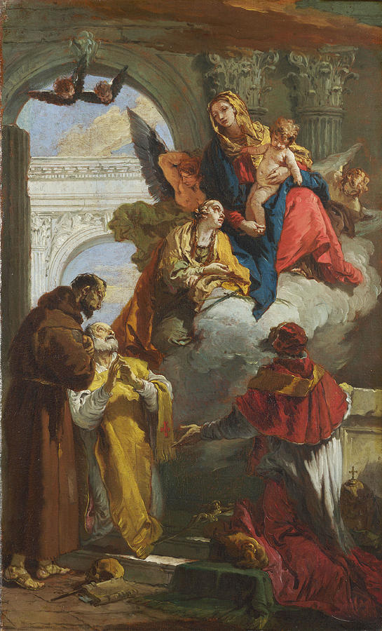 Giovanni Battista Tiepolo Painting - The Virgin and Child appearing to a Group of Saints by Giovanni Battista Tiepolo