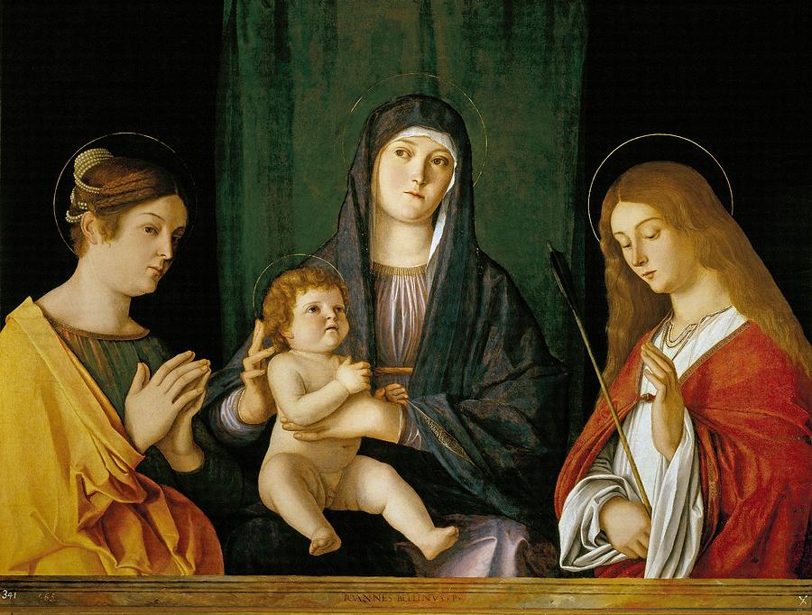 The Virgin And Child Between Two Saints Painting By Giovanni Bellini