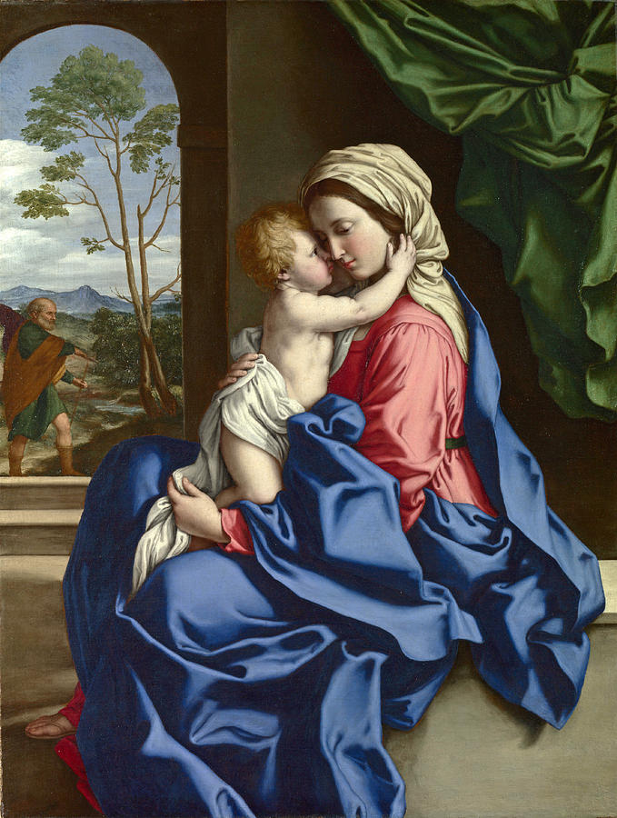 The Virgin and Child Embracing Painting by Sassoferrato