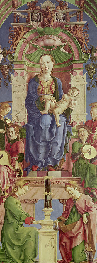 Madonna Painting - The Virgin and Child Enthroned by Cosimo Tura