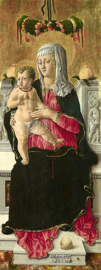 Giorgio Schiavone Painting - The Virgin and Child Enthroned by Giorgio Schiavone