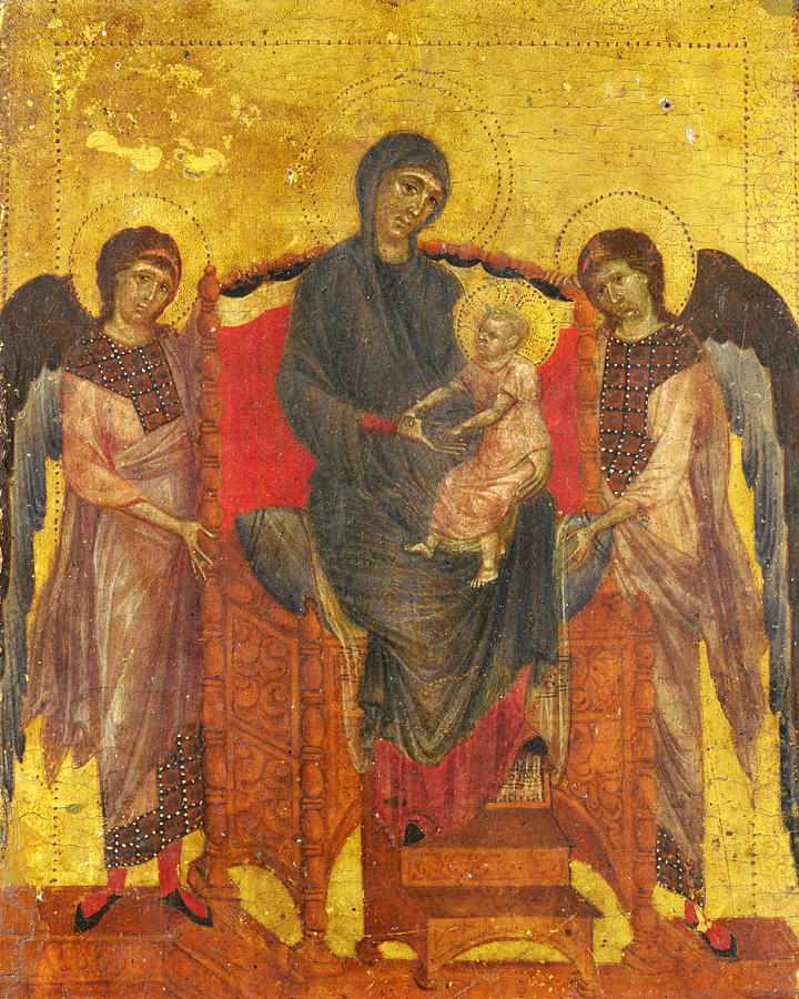 The Virgin and Child Enthroned with Two Angels Painting by Cimabue