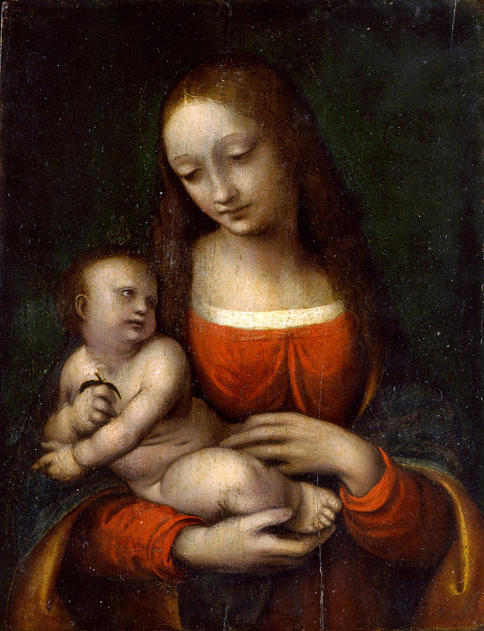 The Virgin And Child Icosidodecahedron Painting by Giampietrino