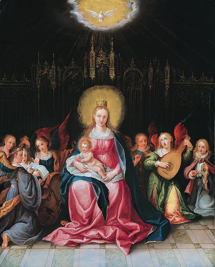 Madonna Painting - The Virgin And Child Surrounded by Cornelis de I Baellieur