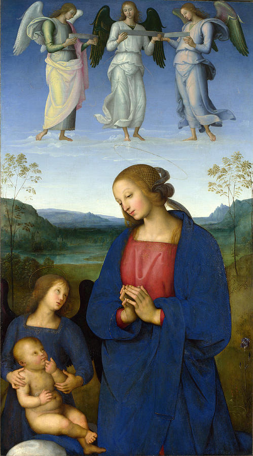 The Virgin and Child with an Angel Painting by Pietro Perugino