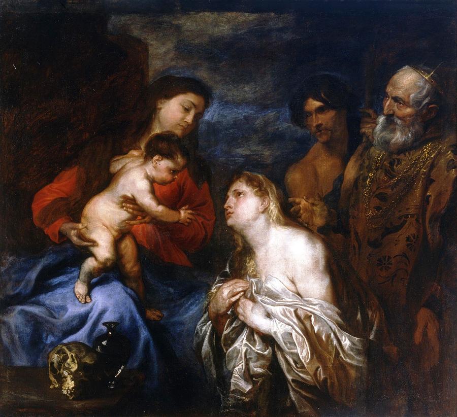 The Virgin and Child with repentant sinners Painting by Anthony van Dyck