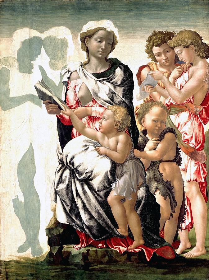 Michelangelo Painting - The Virgin and Child with Saint John and Angels by Michelangelo Buonarroti
