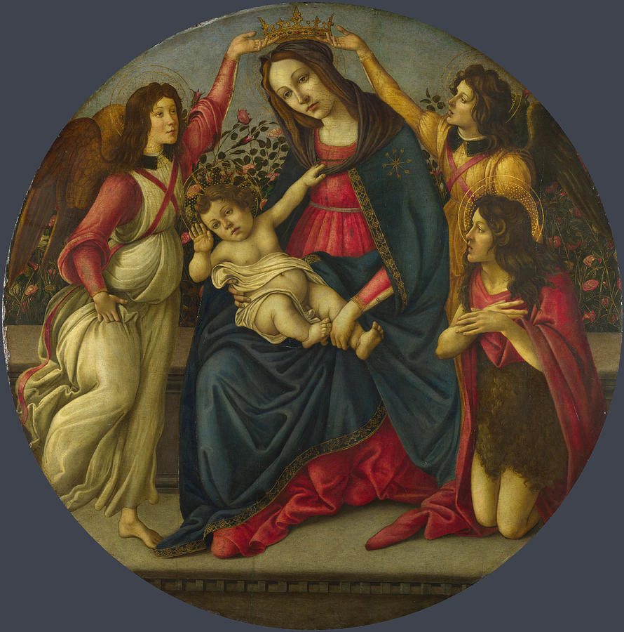 The Virgin and Child with Saint John and Two Angels Painting by Workshop of Sandro Botticelli