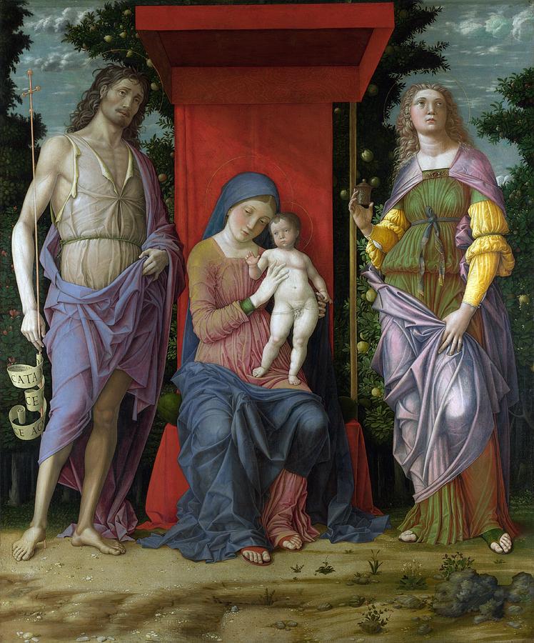 London Painting - The Virgin and Child with Saints by Andrea Mantegna