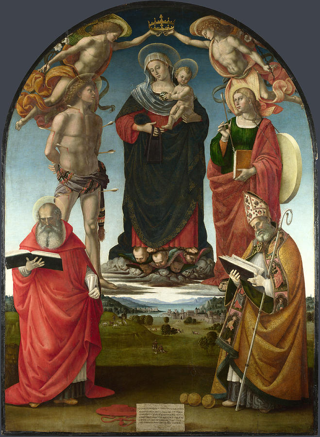 The Virgin and Child with Saints Painting by Luca Signorelli