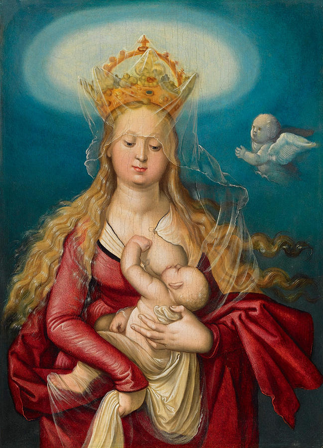 The Virgin as queen of heaven suckling the infant Christ Painting by Hans Baldung Grien