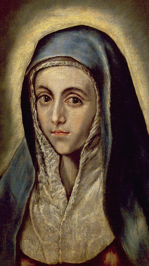 El Greco Painting - The Virgin Mary by El Greco Domenico Theotocopuli