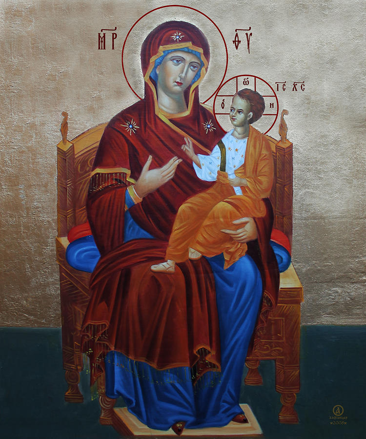 The Virgin Mary - Theotokos Painting by Aleksandar Tesanovic