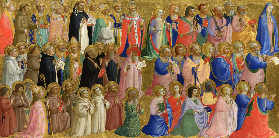 The Virgin Mary with the Apostles and Other Saints Painting by Fra Angelico