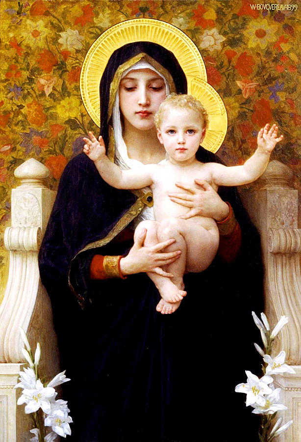 The Virgin of the Lilies Painting by William-Adolphe Bouguereau