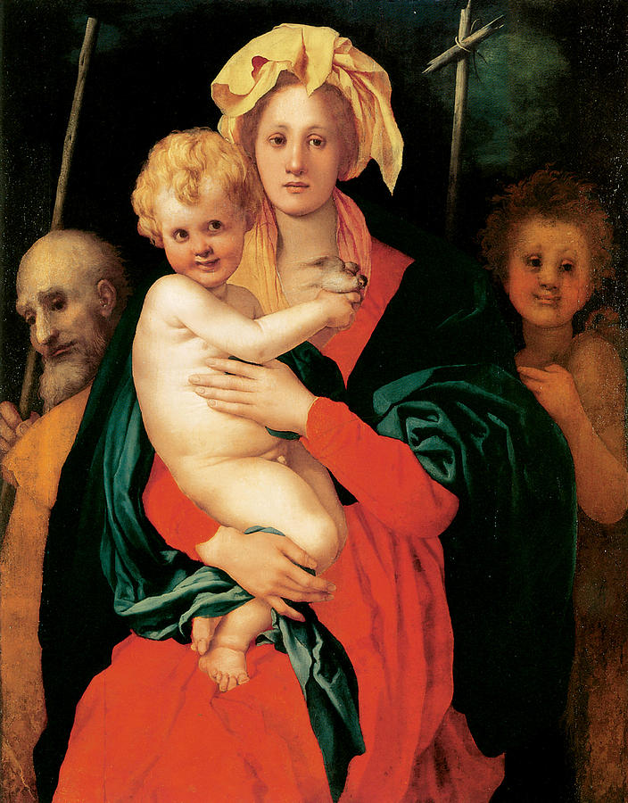Jacopo Pontormo Painting - The Virgin with Child St Joseph and St John the Baptist by Jacopo Pontormo